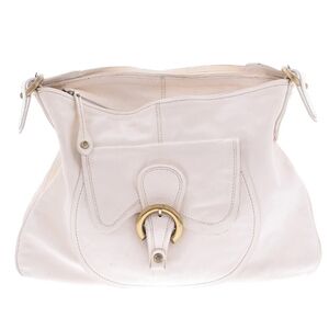 Francesco Biasia Genuine Leather Shoulder Bag Purse, Ivory